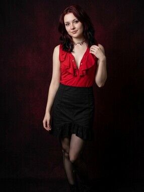 Red Ruffle V-Neck Sleeveless Top